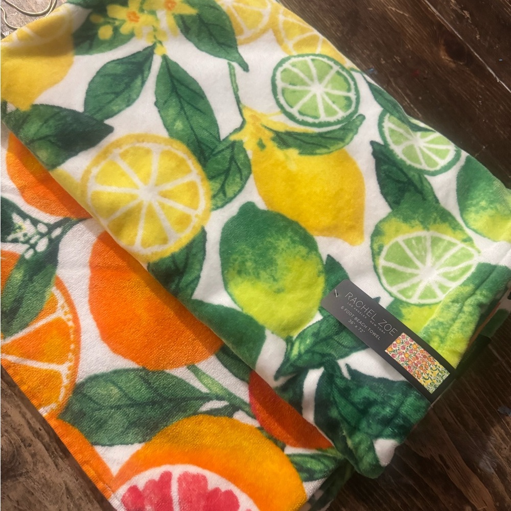 Rachel Zoe Vibrant 6foot, fruit beach towel🍈🍊🍋100% cotton! Cute comfy cozy🍋🍊🍈